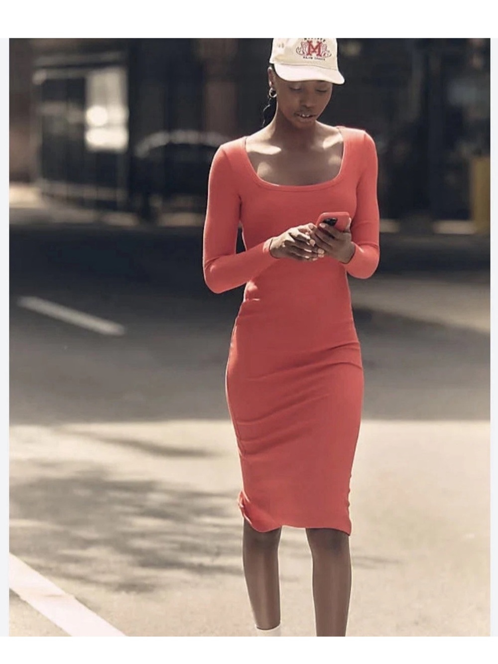 NWT Spiritual Gangster Women's Luly Slim Rib Dress Medium Red $128 Comfy Sporty